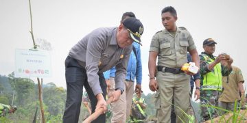 Rehabilitasi Hutan, Bupati Sukandar Tanam Pohon Bersama Danrem 042/ Gapu