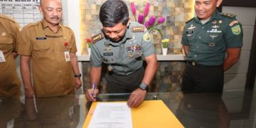 Kadis PUPR  Jambi  dan Danrem 042/GAPU Tandatangani Kerjasama Karya Bhakti TNI 2020