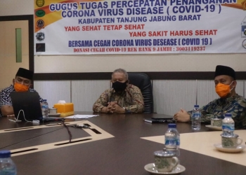 Bupati Safrial Ikuti Halal Bihalal Bersama Pemprov Jambi Via Video Conference