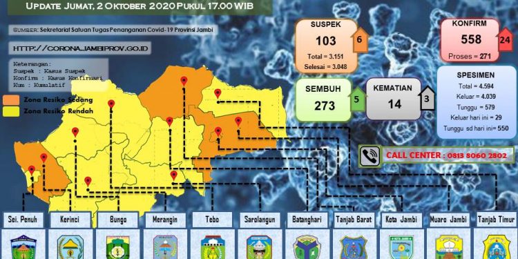 Bertambah 3 Pasien Covid-19 Meninggal Dunia Di Provinsi Jambi, Positif 24 Dan Sembuh 5 Orang