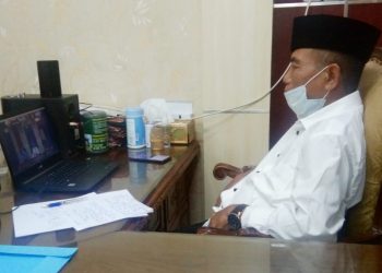 H. Mashuri Melalui Vidcom Melaporkan Kondisi Kabupaten Merangin  Kepada Pjs Gubernur Jambi