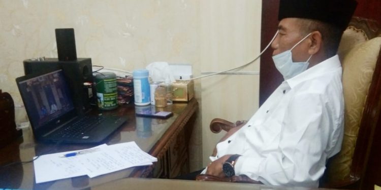 H. Mashuri Melalui Vidcom Melaporkan Kondisi Kabupaten Merangin  Kepada Pjs Gubernur Jambi