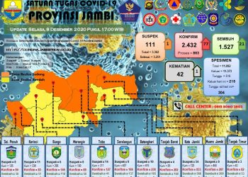Pasien Covid-19 Di Provinsi Jambi Bertambah 77 Positif, 6 Dari Kabupaten Merangin