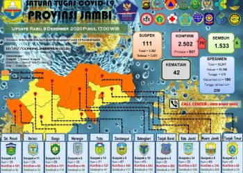 Pasien Covid-19 Di Provinsi Jambi Kembali Bertambah 70 Positif, 8 Orang Dari Kabupaten Merangin