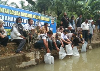 Kadis Perikanan Merangin Serahkan Bantuan Benih Ikan Ke Kelompok Budidaya Ikan “Senandung Harapan” Di Desa Muara Jernih