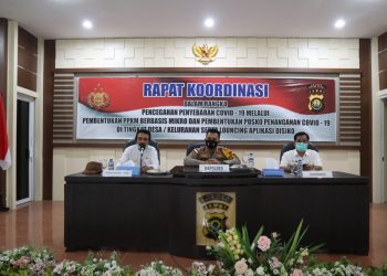 Kapolres Muaro Jambi Pimpinan Rakor Pembentukan PPKM Berbasis Mikro dan Lounching Aplikasi DISIKO