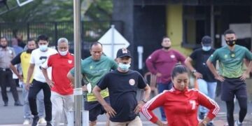 Kadis PUPR M Fauzi Olahraga Bersama Danrem 042 Gapu