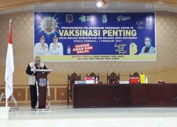 Bupati Dan Wabub Hadiri Pencanangan Pelaksanaan Vaksinasi Covid-19 Pertama di Tanjab Barat
