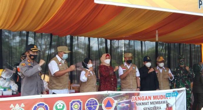 Wakili Dandim, Pabung Kodim 0420/Sarko  Hadiri Kunker Plt Gubernur Jambi Di Pos Penyekatan