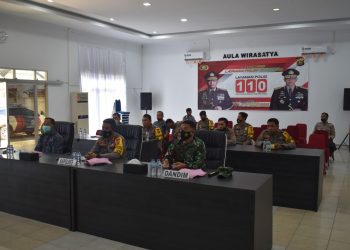 Kapolres Merangin Bersama Dandim 0420/Sarko Hadiri Peluncuran Hotline 110 Oleh Panglima TNI Dan Kapolri Secara Virtual