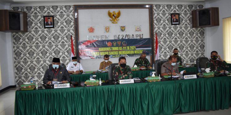Rakornis TMMD Ke-111, Korem 042/Gapu Gelar Vicon Bersama Waaster Kasad