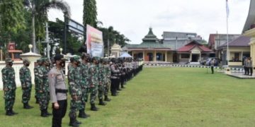Personil Kodim 0420/Sarko Ikuti Apel Kesiapsiagaan Gabungan TNI – Polri Paska PSU Pilgub Jambi