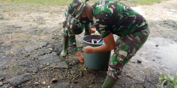 Sambut Tim Pengawasan dan Evaluasi Ke Lokasi TMMD, Kantor Desa Bukit Beringin Di Sterilkan