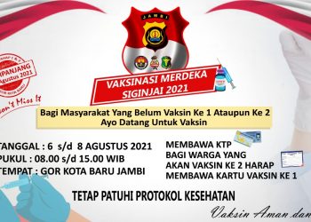 Guna menciptakan Herd Immunity, Polda Jambi Akan Kembali Gelar Vaksinasi Massal