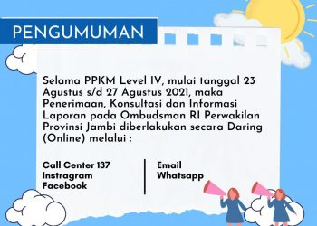 PPKM Level 4, Ombudsman Jambi Tetap Terima Pengaduan