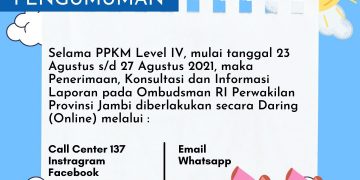 PPKM Level 4, Ombudsman Jambi Tetap Terima Pengaduan