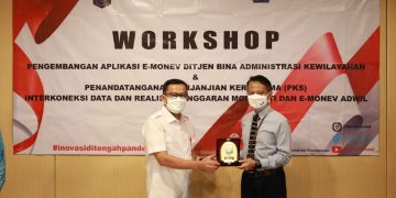 Ditjen Bina Adwil Tandatangani PKS Interkoneksi Data Monsakti ke E-Monev Dengan Ditjen Ditjen Perbendaharaan