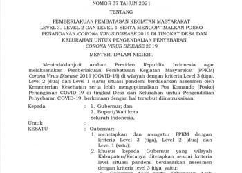Kabupaten Merangin Turun Ke PPKM Level 3