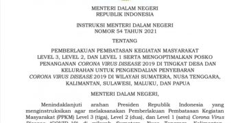 PPKM Diperpanjang, Kabupaten Merangin dan 10 Kabuputen/Kota Di Provinsi Jambi Bertahan Di Level 2
