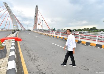 Presiden Jokowi Resmikan Jembatan Sei Alalak, Struktur Unik Cable Stayed Melengkung Asimetrik