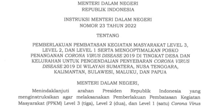 PPKM diperpanjang, Kabupaten Merangin Beserta 9 Kabupaten/ Kota Berstatus Level 2 dan Kota Sungai Penuh Level 1