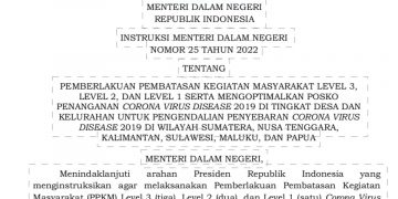 PPKM diperpanjang, Kabupaten Merangin Beserta 10 Kabupaten/ Kota Berstatus Level 2