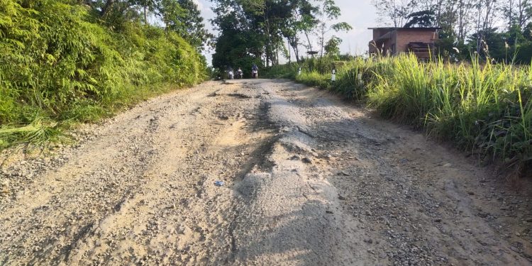 Pengendara Bermotor Sering Jatuh, Warga Desa Rantau Alai Minta Pemerintah Segera Lakukan Perbaikan Jalan