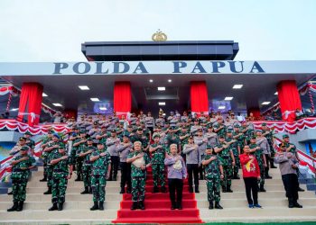 Panglima TNI Bersama Kepala Staf dan Kapolri Resmikan Polda Papua Baru 