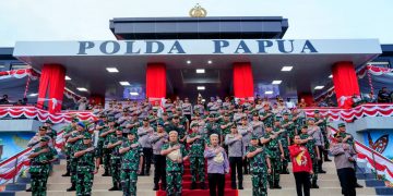 Panglima TNI Bersama Kepala Staf dan Kapolri Resmikan Polda Papua Baru 