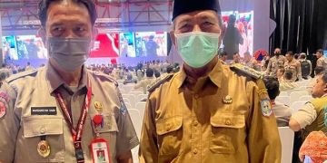 Bupati H. Mashuri Didampingi Kepala BPBD Merangin Ikuti Rakornas Penanggulangan Bencana 2023