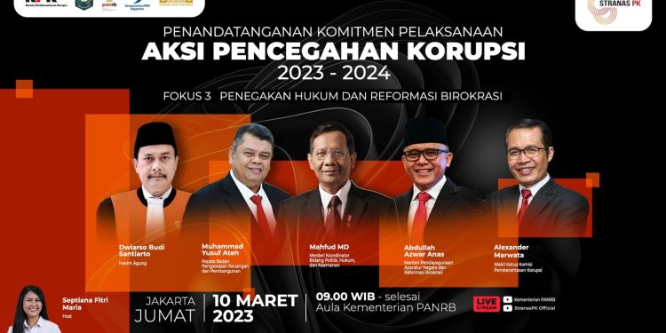 Menteri PANRB Bersama Pimpinan Lembaga Tim Stranas PK Komitmen Pencegahan Korupsi 