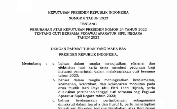 Presiden Teken Aturan Perubahan Cuti Bersama ASN Tahun 2023