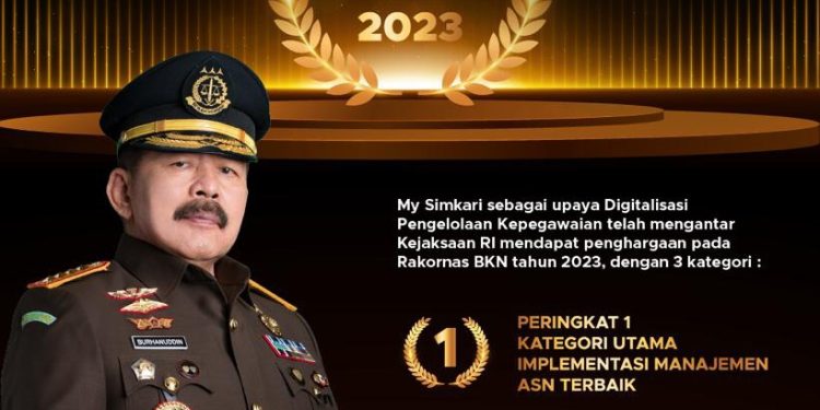 Kejaksaan Republik Indonesia Raih 3 Penghargaan BKN Award Tahun 2023