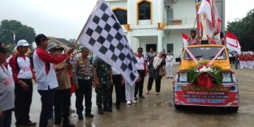 Pawai Peringatan HUT RI ke-78 di Merangin Dilepas Bupati dan Wabup dari  Kantor Baru Bupati