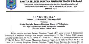 Seleksi Terbuka Jabatan Pimpinan Tinggi Pratama Essellon II Kabupaten Merangin Yang Kosong Resmi Dibuka