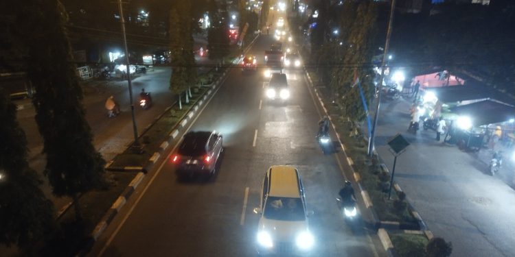 Dilihat Dari Atas Jembatan Layang, Suasana Kota Bangko Kabupaten Merangin Saat Malam Hari