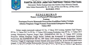 Verikasi Administrasi Pendaftar 9 JPT Essellon II di Merangin Selesai Dilakukan, 3 Formasi Memenuhi Syarat, 6 Diperpanjang Pendaftaran