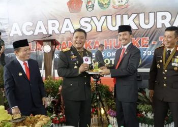 Ketua DPRD Edi Purwanto Hadiri Upacara Hut TNI ke 78 di Makorem 042/Gapu