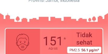 Index Kualitas Udara di Bangko Kabupaten Merangin Naik diangka 151, Kategori Tidak Sehat