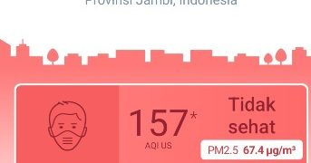 Index Kualitas Udara di Bangko Kabupaten Merangin, Kamis Pagi Masih Kategori ‘Tidak Sehat’