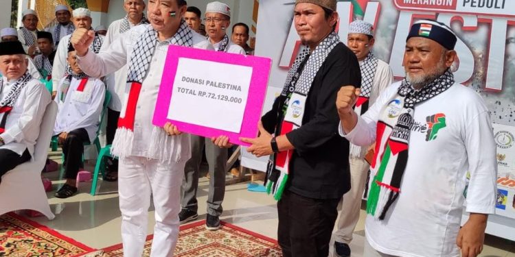 Peduli Palestina Digelar di Merangin, Pj Bupati H Mukti Salurkan Donasi