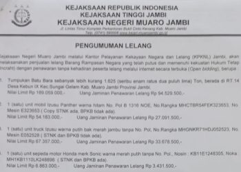Kejari Muaro Jambi Akan Lelang 1.625 Ton Batubara dan Barang Bukti Rampasan Lainya, Ini Jadwalnya