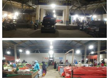 Suasana Pasar Rakyat Tpye A Merangin Saat Malam Hari Yang Akan di Kunjungi Presiden Joko Widodo