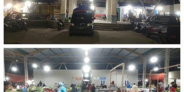 Suasana Pasar Rakyat Tpye A Merangin Saat Malam Hari Yang Akan di Kunjungi Presiden Joko Widodo