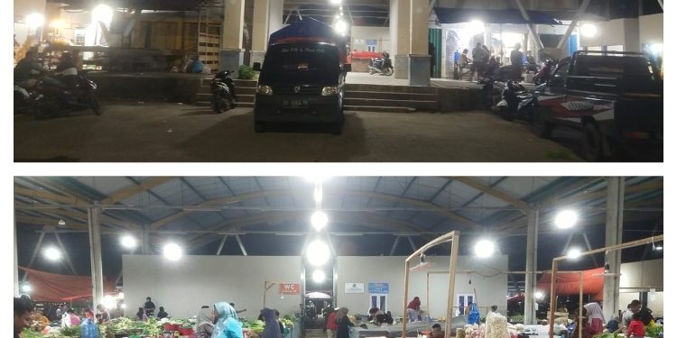 Suasana Pasar Rakyat Tpye A Merangin Saat Malam Hari Yang Akan di Kunjungi Presiden Joko Widodo
