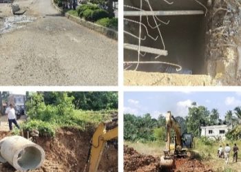 Sumbatan Saluran Air Yang Rendam Jalan di Depan Pertokoan Merangin ditemukan, Jalan Tiga Jalur Kembali Kering 