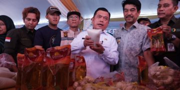 Pj Bupati Raden Najmi Dampingi Gubernur Hadiri Kegiatan Gerakan Pangan Murah di Muaro Jambi