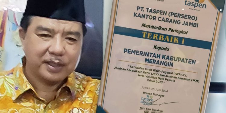 Kabupaten Merangin Raih Penghargaan Terbaik I dari Taspen