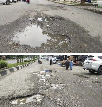 Pengendara Kembali Keluhkan Jalan Berlubang di dalam Kota Bangko Kabupaten Merangin Yang Belum Tersentuh Perbaikan