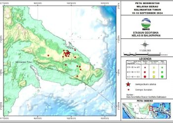 Gempa Bumi Guncang Berau Kalimantan Timur Berkekuatan Magnitudo 5.5, diikuti 18 Kali Gempa Susulan 